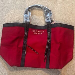Victoria's Secret Red Tote with Black Trim